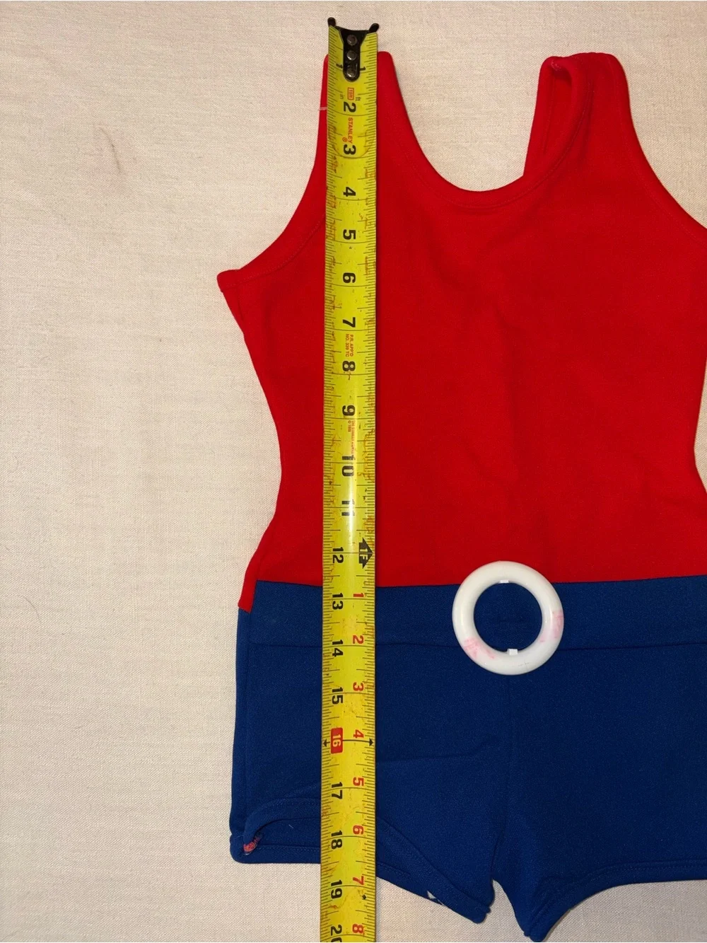 Vintage Kids Red and Navy Romper with Belt Accent